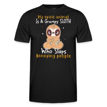 Mein Geisttier ist ein mürrisches Faultier, das Menschen ohrfeigt - Männer Funktions-T-Shirt - Schwarz - Vorne - AI Model Male 178 dark (178cm)