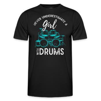 Schlagzeug Perkussion Schlagzeuger Frauen Mädchen Kinder Geschenk D - Männer Funktions-T-Shirt - Schwarz - Vorne - AI Model Male 178 dark (178cm)