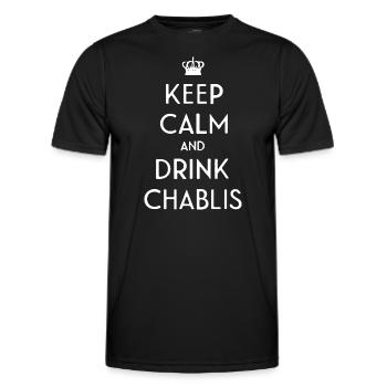 Bewahren Sie Ruhe und trinken Sie Chablis Französischer Wein Burgund C - Männer Funktions-T-Shirt - Schwarz - Vorne - AI Model Male 178 dark (178cm)
