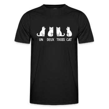 Funny Meow Kitty Un Deux Trois Cat Funny Black Cat - Men's Functional T-Shirt - black - Front - AI Model Male 178 dark (178cm)