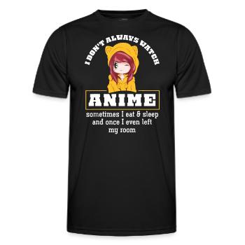 Ich schaue nicht immer Anime, manchmal esse ich und schmiere - Männer Funktions-T-Shirt - Schwarz - Vorne - AI Model Male 178 dark (178cm)