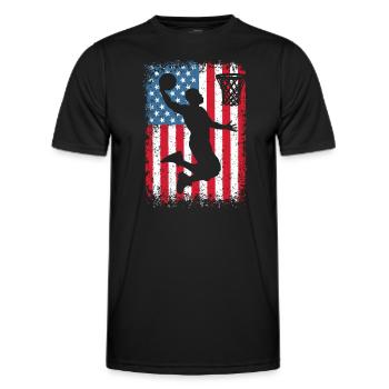 Drapeau américain Basketball Drôle Garçons Hommes Femmes Spor - T-shirt sport Homme - noir - Devant - AI Model Male 178 dark (178cm)