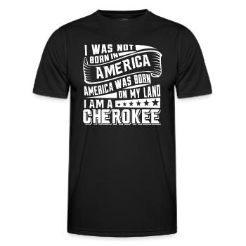 Amerika geboren auf meinem Land Cherokee Indianer - Männer Funktions-T-Shirt - Schwarz - Vorne - AI Model Male 178 dark (178cm)
