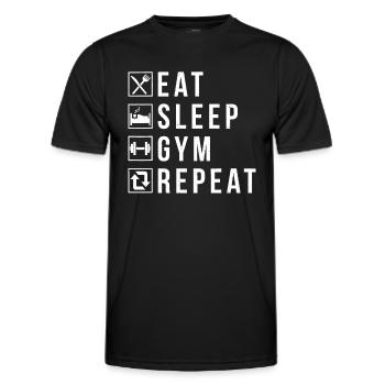 Manger Sommeil Gym Répéter Drôle d’entraînement Maniaque Bodybuil - T-shirt sport Homme - noir - Devant - AI Model Male 178 dark (178cm)