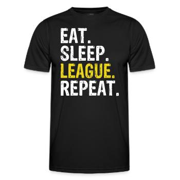 Eat Sleep League Repeat Sports Game Gaming Gift - Men's Functional T-Shirt - black - Front - AI Model Male 178 dark (178cm)