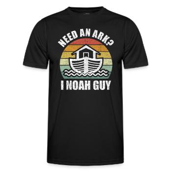 Retro Need an Ark I Noah Guy idea Christian Giftsb - Men's Functional T-Shirt - black - Front - AI Model Male 178 dark (178cm)