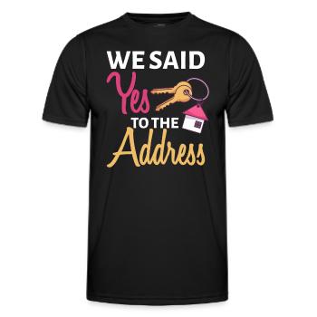 Nous avons dit oui à l’adresse Premier propriétaire de maison New Ho - T-shirt sport Homme - noir - Devant - AI Model Male 178 dark (178cm)