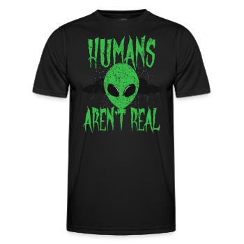 Les humains ne sont pas de vrais extraterrestres extraterrestres - T-shirt sport Homme - noir - Devant - AI Model Male 178 dark (178cm)
