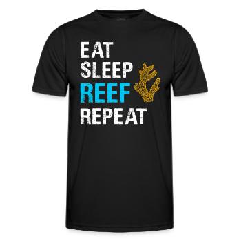 Essen Schlaf Riff Wiederholung Korallen Salzwasseraquarium - Männer Funktions-T-Shirt - Schwarz - Vorne - AI Model Male 178 dark (178cm)