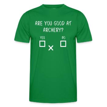 Are you good at Archery Yes No - Archery Joke - Men's Functional T-Shirt - kelly green - Front - AI Model Male 178 dark (178cm)