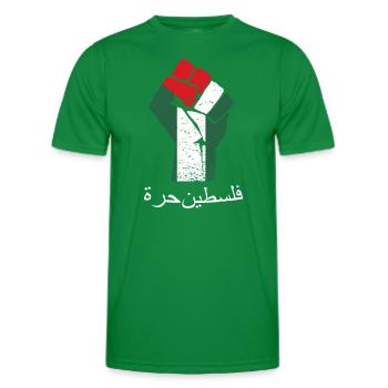 free palestine (arabic) intifada clothing - Men's Functional T-Shirt - kelly green - Front - AI Model Male 178 dark (178cm)