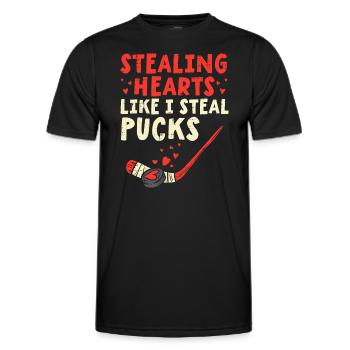Stealing Heart Like I Steal Pucks Valentines Day H - Men's Functional T-Shirt - black - Front - AI Model Male 178 dark (178cm)