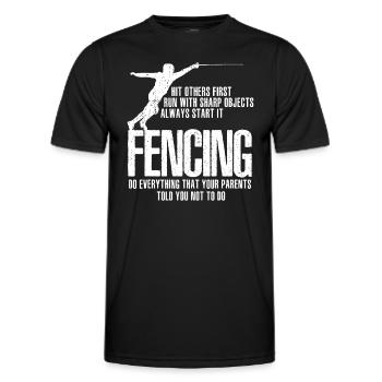 Funny Fencing idea - Swordsmanship idea -Swordplay - Men's Functional T-Shirt - black - Front - AI Model Male 178 dark (178cm)