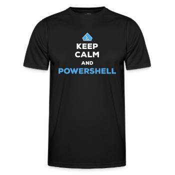 Restez calme et Powershell - Hommes FemmesAutomatisation des tâches - T-shirt sport Homme - noir - Devant - AI Model Male 178 dark (178cm)