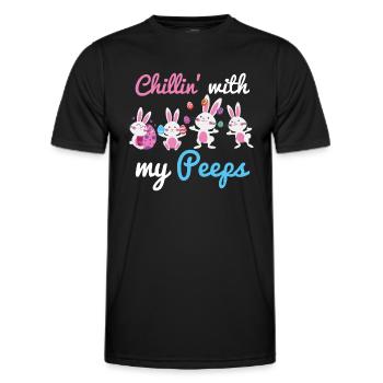 Chillin With My Peeps Eggs Lovers Happy Easter Coo - Men's Functional T-Shirt - black - Front - AI Model Male 178 dark (178cm)