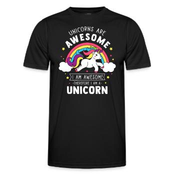 Einhörner sind fantastisch Ich bin ein Einhorn - Lustiger Regenbogen - Männer Funktions-T-Shirt - Schwarz - Vorne - AI Model Male 178 dark (178cm)