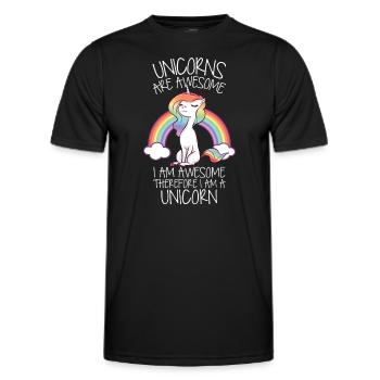 Einhörner sind großartig, deshalb bin ich ein Einhorn lustig - Männer Funktions-T-Shirt - Schwarz - Vorne - AI Model Male 178 dark (178cm)