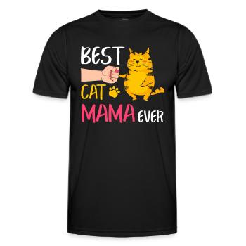 Beste Katze Mama Ever Niedliche Katze Faust Stoß Frauen Mutter - Männer Funktions-T-Shirt - Schwarz - Vorne - AI Model Male 178 dark (178cm)