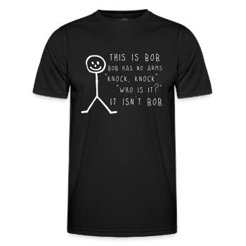 C’est Bob, Bob n’a pas de bras Knock Knock Blagues Fun - T-shirt sport Homme - noir - Devant - AI Model Male 178 dark (178cm)