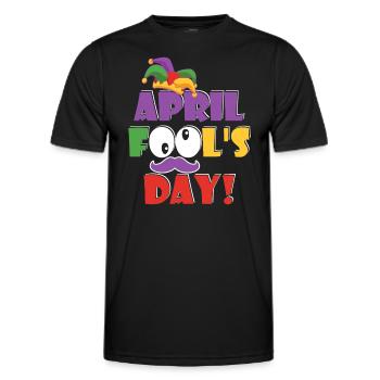 Happy April Fool's Day - April Fools Day 2023 Joke - Men's Functional T-Shirt - black - Front - AI Model Male 178 dark (178cm)