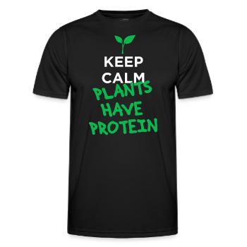 Gardez les plantes calmes ont des protéines végétaliennes - T-shirt sport Homme - noir - Devant - AI Model Male 178 dark (178cm)