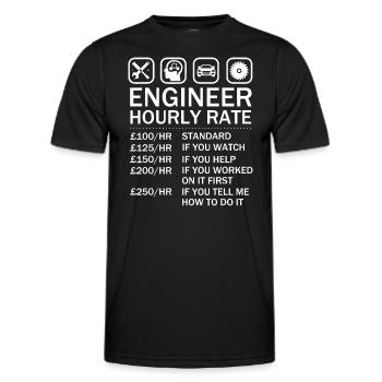 Ingénieur Graphique des prix horaires Taux de main-d’œuvre - T-shirt sport Homme - noir - Devant - AI Model Male 178 dark (178cm)