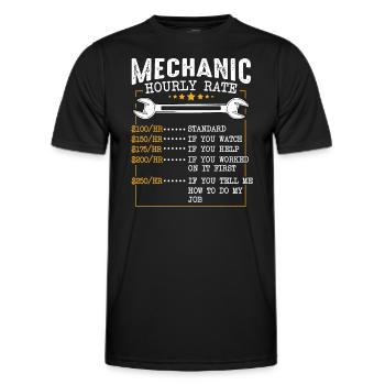 Mechanic Hourly Rate Labor Rates Funny Co-Workers - Men's Functional T-Shirt - black - Front - AI Model Male 178 dark (178cm)