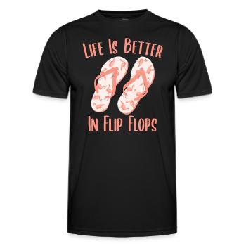 La vie est meilleure à Flip Flops Flamingo Beach Vacati - T-shirt sport Homme - noir - Devant - AI Model Male 178 dark (178cm)