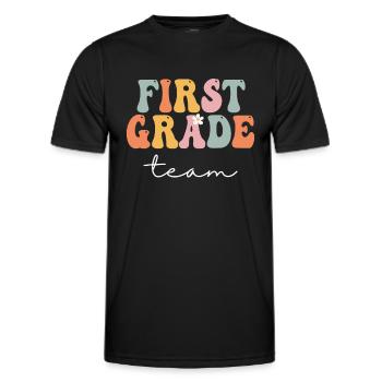 First Grade Team Retro Groovy Vintage First Day Of - Men's Functional T-Shirt - black - Front - AI Model Male 178 dark (178cm)