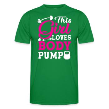 Cette fille aime l’haltérophilie par pompe corporelle - T-shirt sport Homme - vert - Devant - AI Model Male 178 dark (178cm)