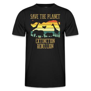 Save The Planet Extinction Rebellion Earth Day - Men's Functional T-Shirt - black - Front - AI Model Male 178 dark (178cm)