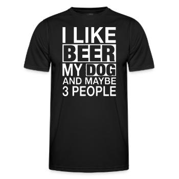 J’aime la bière Mon chien Peut-être 3 personnes Cadeaux - T-shirt sport Homme - noir - Devant - AI Model Male 178 dark (178cm)
