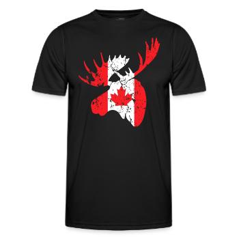 Drapeau du Canada Orignal | Don canadien | Drôle de Canada - T-shirt sport Homme - noir - Devant - AI Model Male 178 dark (178cm)