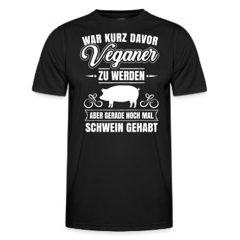 Anti Vegan Lustiger Spruch Schwein Gehabt Fleischfresser - Männer Funktions-T-Shirt - Schwarz - Vorne - AI Model Male 178 dark (178cm)