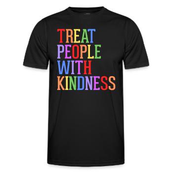 Behandeln Sie Menschen mit Freundlichkeit, Toleranz - Männer Funktions-T-Shirt - Schwarz - Vorne - AI Model Male 178 dark (178cm)