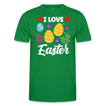 I Love Easter Bunny Happy Egg Sayings - Men's Functional T-Shirt - kelly green - Front - AI Model Male 178 dark (178cm)