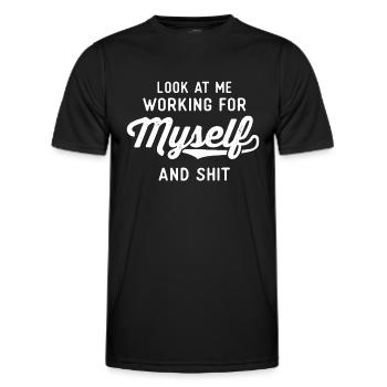 Un nouvel entrepreneur offre des cadeaux aux hommes femmes - T-shirt sport Homme - noir - Devant - AI Model Male 178 dark (178cm)