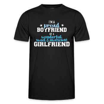Proud boyfriend of a wonderful - Men's Functional T-Shirt - black - Front - AI Model Male 178 dark (178cm)