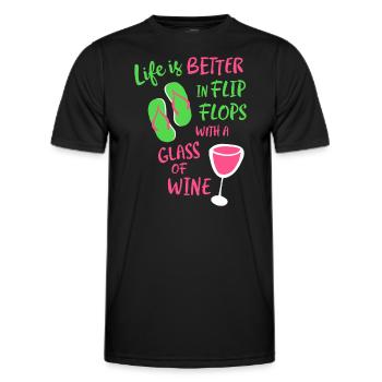 Das Leben ist besser in Flip Flops mit einem Glas Wein - Männer Funktions-T-Shirt - Schwarz - Vorne - AI Model Male 178 dark (178cm)