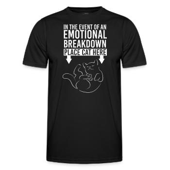 En cas de rupture émotionnelle, placez le chat - T-shirt sport Homme - noir - Devant - AI Model Male 178 dark (178cm)