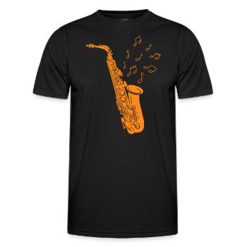 Saxophonist Musiknoten Saxophonist Jazz - Männer Funktions-T-Shirt - Schwarz - Vorne - AI Model Male 178 dark (178cm)