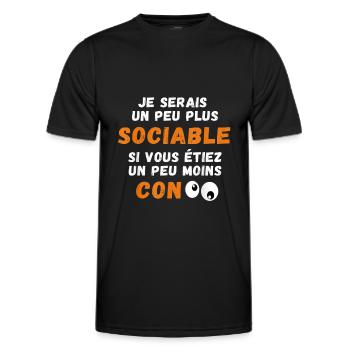 Drôle Je Serais Un Peu Plus Sociable si Vous... - T-shirt sport Homme - noir - Devant - AI Model Male 178 dark (178cm)