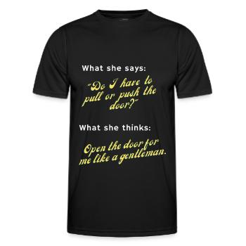 Ouvrez-le comme un gentleman! - T-shirt sport Homme - noir - Devant - AI Model Male 178 dark (178cm)