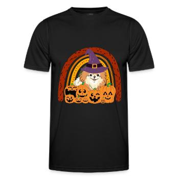 Cute Dwarf Spitz Halloween Costume Dog - Men's Functional T-Shirt - black - Front - AI Model Male 178 dark (178cm)