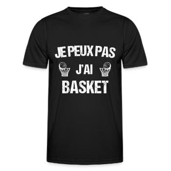 je peux pas j ai basket - T-shirt sport Homme - noir - Devant - AI Model Male 178 dark (178cm)