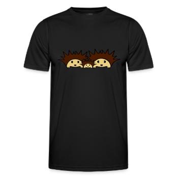 Cute Hedgehog Family - Männer Funktions-T-Shirt - Schwarz - Vorne - AI Model Male 178 dark (178cm)