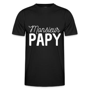 monsieur papy cadeau grand père - T-shirt sport Homme - noir - Devant - AI Model Male 178 dark (178cm)
