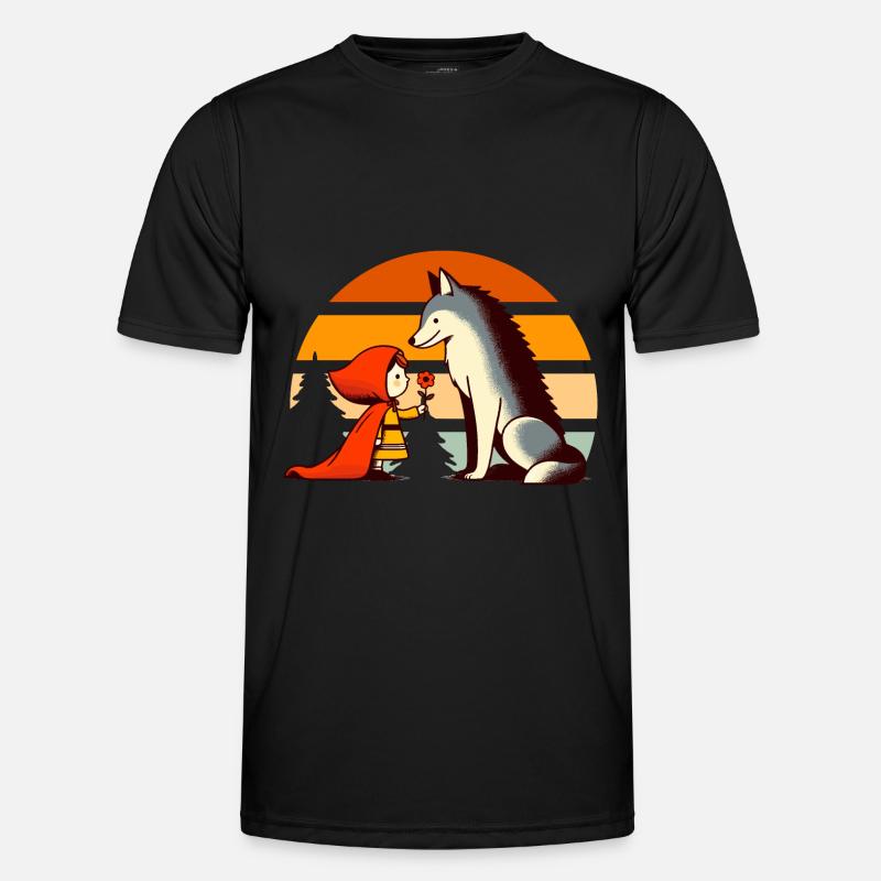 Märchen Rotkäppchen und der Wolf Wald Niedlich Männer Funktions-T-Shirt