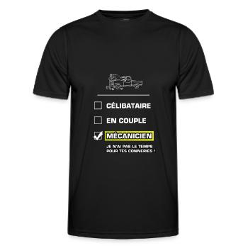 mécanicien pas le temps pour tes conneries -humour - T-shirt sport Homme - noir - Devant - AI Model Male 178 dark (178cm)
