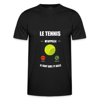 tennis m appelle - T-shirt sport Homme - noir - Devant - AI Model Male 178 dark (178cm)